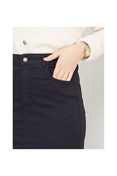 VELLICHOR Μεσαίο Μήκος Λύκρα Γκαμπαρντίνα Φούστα Μαύρη