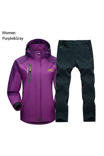 Choice XL purple gray TRVLWEGO Women Jacket Pants Hiking Set Camping Spring Autumn Outdoor Waterproof 20000