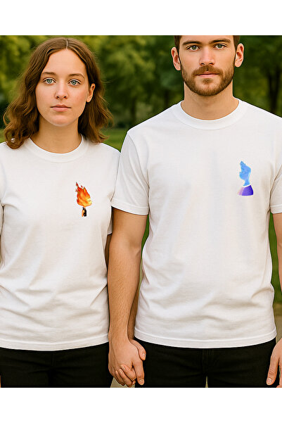 Ebiidesign Su ve Ateş Tasarımlı Baskılı T-Shirt