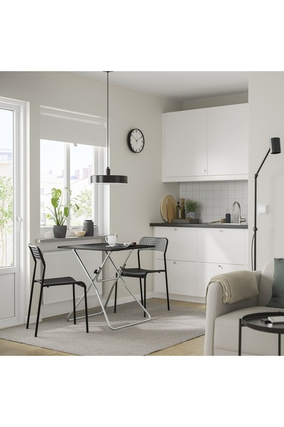 IKEA GUNDE/ADDE mutfak masası takımı, siyah, 2 sandalyeli, katlanabilir
