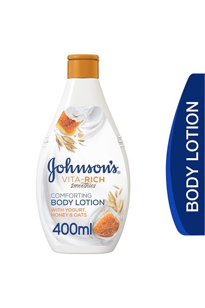 Johnson & Johnson لوشن الجسم جونسون فيتا ريتش سموثي المريح 400 مل منظف كريمي مع تغذية فاكهية