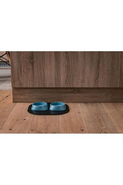 Fiboo Castron penru hranirea animalelor din plastic cu suporti antiderapanti, Albastru Inchis, 20