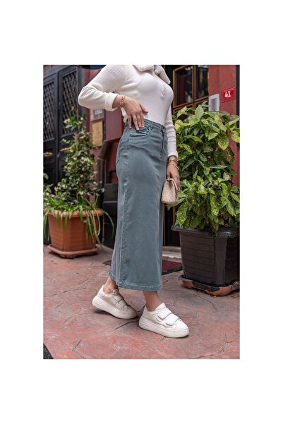 VELLICHOR Medium Size Lycra Gabardine Skirt Antique Blue Miray