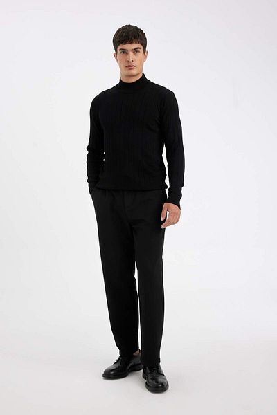 DeFacto Standard Fit Normal Cut Half Turtleneck Jacquard Knitwear Sweater D2943Ax24Au