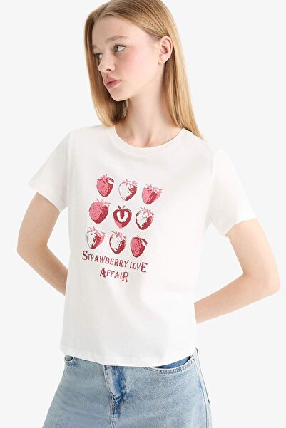 DeFacto Cool Regular Fit Crew λαιμόκοψη με εμπριμέ κοντομάνικο μπλουζάκι F2650AX25SM