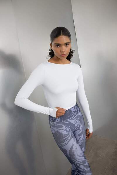 DeFacto DeFactoFit Crop Crew Neck Sportsman μακρυμάνικο μπλουζάκι C9407AX24AU