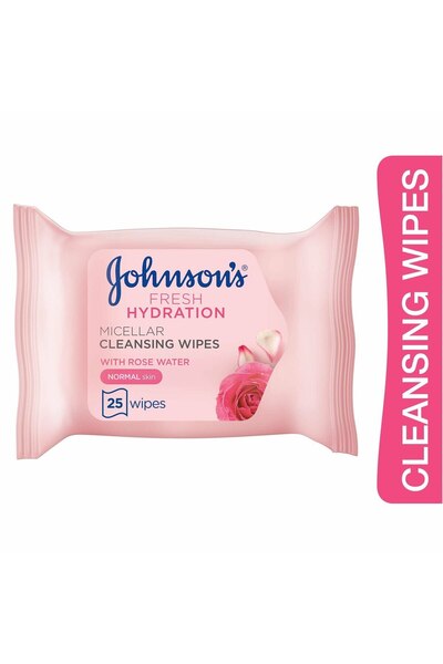 Johnson & Johnson مناديل جونسون المنظفة ميسيلار لترطيب البشرة العادية 25 قطعة لبشرة نظيفة ومنتعشة