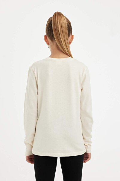 DeFacto Dievčenské tričko s dlhým rukávom a výstrihom - Relax Fit D3342A824Au