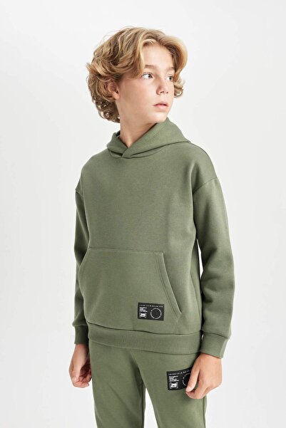 DeFacto Erkek Çocuk Oversize Geniş Kalıp Kapüşonlu Cepli Okul Sweatshirt D1646A824AU