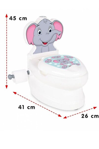 Sever Işıklı ve Su Sesli Fil Şekilli Eğitici Çocuk Lazımlık Klozet | Tuvalet Eğitimi için Oyuncak Klozet