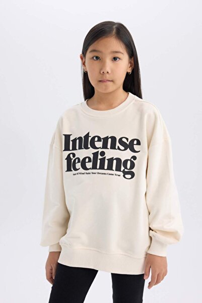 DeFacto Kız Çocuk 2'li Takım Baskılı Sweatshirt Basic Düz Uzun Tayt A6808A824AU