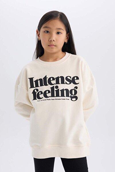 DeFacto Kız Çocuk 2'li Takım Baskılı Sweatshirt Basic Düz Uzun Tayt A6808A824AU