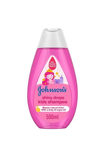 Johnson & Johnson Johnson's Shiny Drops Kids Shampoo 500 ml For Smooth, Shiny, Tangle-Free Hair with Argan Oil