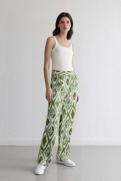 DeFacto Patterned Viscose Fabric - Relax Fit Pants with Pockets and Wide Leg Crinkle D3794Ax24Au