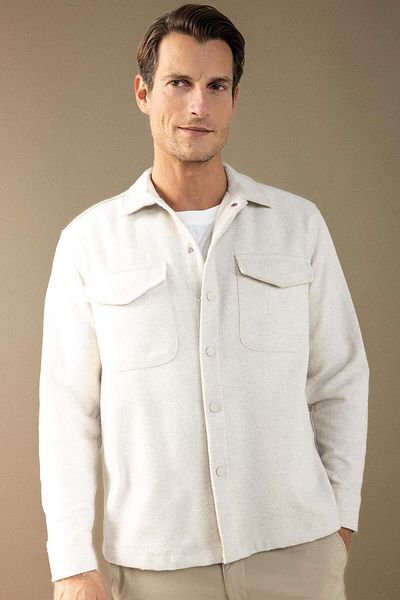 DeFacto Relax Fit Acrylic Blended Solid Long Sleeve Shirt Jacket C5961Ax24Au