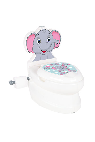 Sever Işıklı ve Su Sesli Fil Şekilli Eğitici Çocuk Lazımlık Klozet | Tuvalet Eğitimi için Oyuncak Klozet