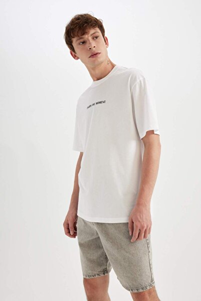 DeFacto 100% Cotton Relax Fit Crew Neck Printed Short Sleeve T-Shirt D6076Ax24Sm