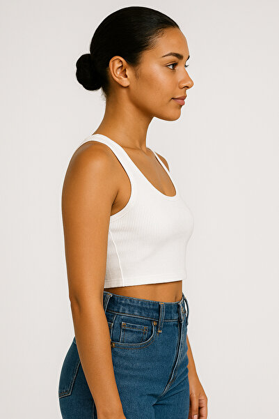 FV Crop Tank Top Camisole Cotton Blend Piping Tank Top