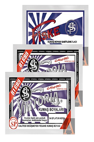 Viktoria No:54 Kumaş Boyası Koyu Eflatun (2 PAKET) Boya Sabitleyici Fiske