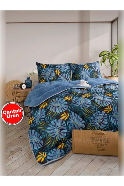 Sudemhome Двойна луксозна калъфка за завивка и възглавница Welsoft Elite Soft Polar, цвят Monestera Indigo