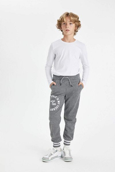 DeFacto Pantaloni de sport Jogger pentru băieți, cu talie imprimată, cu buzunare elastice D2804A824AU