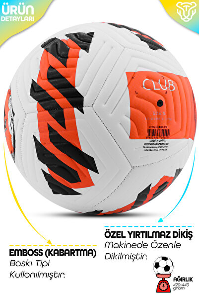 Telvesse Orijinal Futbol Topu Pompa Hediyeli Sert Zemin Halı Saha Futbol Topu Neon Kırmızı No:5