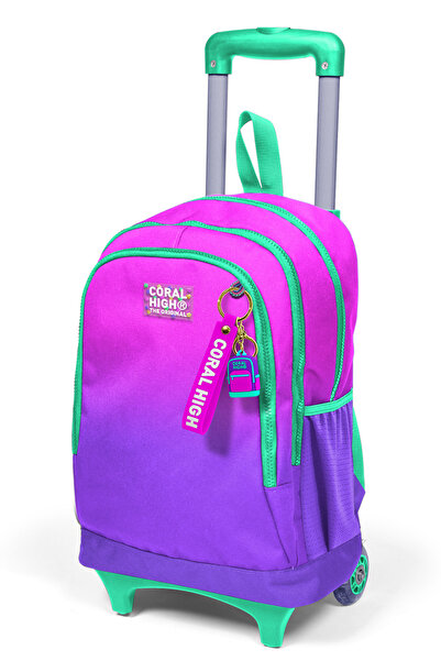 Coral High Pembe Mor Işıklı Tekerlekli Çekçekli Okul Çantası 23962