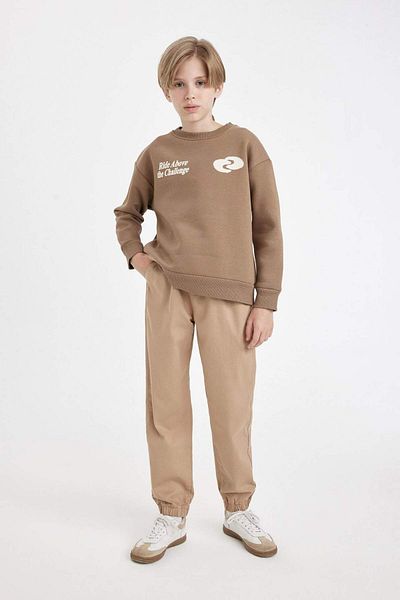 DeFacto Boy's Tied Waist Lace up Leg Pocket Jogger Gabardine Trousers A9395A824Wn