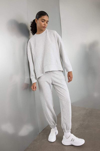 DeFacto Hanorac sport DeFactoFit Crew Neck Skuba Diver din țesătură C9612AX24AU