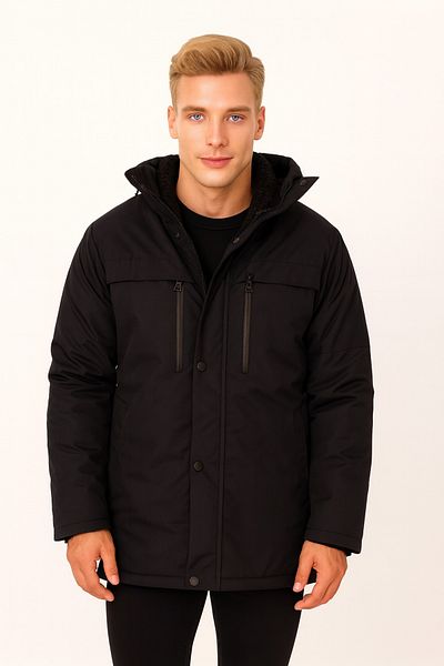 freemen Sports Men's Black Fleece Water and Windproof Hooded Coat & Coat & Parka