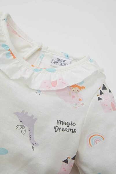 DeFacto Kız Bebek Pijama Takımı Baskılı Uzun Kollu Üst Beli Lastikli Uzun Alt Penye D1799A524AU