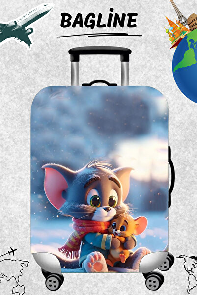 Bagline غطاء حقيبة وحقيبة متينة من القماش المرن من الليكرا مطبوع عليه توم وجيري