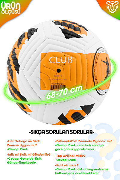 Telvesse Orijinal Futbol Topu Pompa Hediyeli Sert Zemin Halı Saha Futbol Topu Hibrit Turuncu No:5
