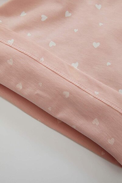 DeFacto Kız Bebek Pijama Takımı Kalp Desenli Penye Uzun Kollu Üst Uzun Alt D1796A524AU