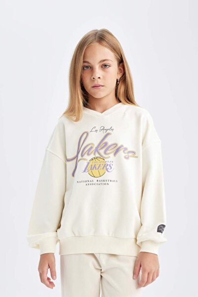 DeFacto Girls Nba Los Angeles Lakers Oversize Wide Fit Crew Neck Sweatshirt C9506A824Au