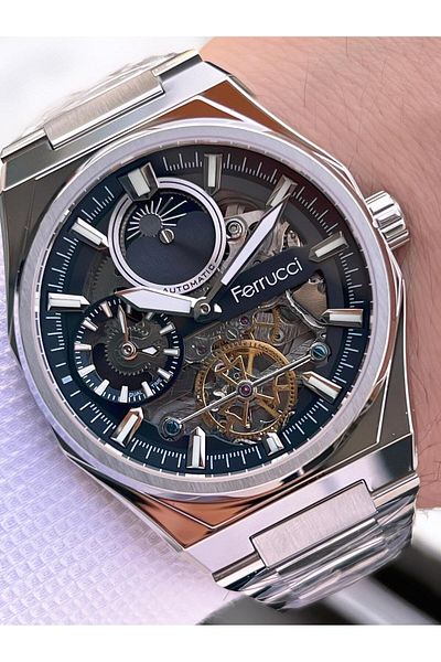 Ferrucci Automatic Steel Cord 3 Atm Water Resistant Special Design Men Wrist Watch Vs.Blkt.0359