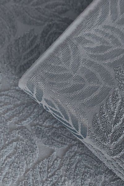 Sevim 2-Piece Jacquard Leaf Patterned 100% Cotton Hand Face Towel-50X90Cm-Light Blue
