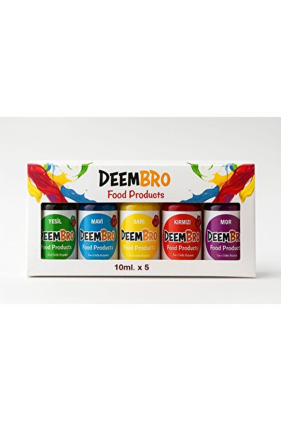DEEMBRO Sıvı Gıda Boyası Seti 5 Adet 5 Renk 10 ml X Su Bazlı Likit Gıda Boyaları Set 1 5 Adet