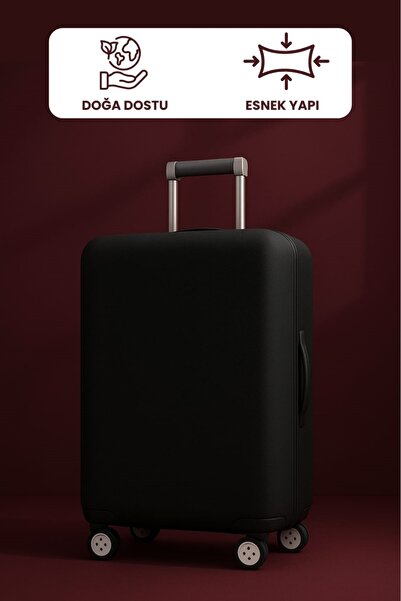 Bagline Likralı Esnek Kumaş Siyah Dayanıklı Valiz ve Bavul Kılıfı
