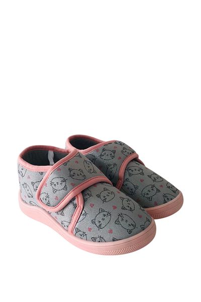 Stella Pendenza Gray Kids Children's Unisex Slippers Velcro Comfortable Non-Slip Sole Home Shoes Kp-9507