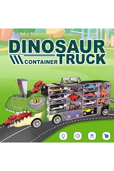 indiggo Dino FunTruck interactive toy car set, transport truck with 8 cars and 6 dinosaurs