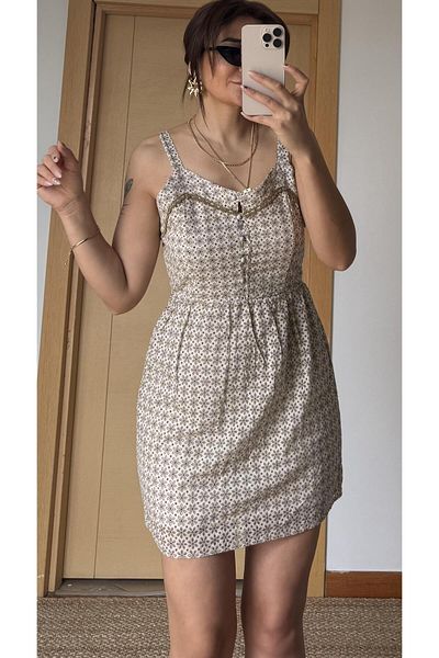 Daves Scallop Embroidery Embroidered Tdesign Woven Dress-Camel
