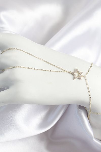 callerrons accessories موديل نجمة من حجر الزركون النحاسي لون ذهبي شاهمران نسائي - EBJ250726W36872