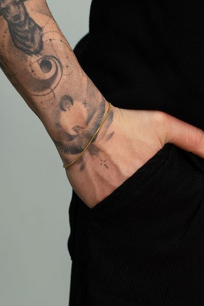 GUNESTAKI Men's New Season Gold Color Thin Snake Model Steel Bracelet
