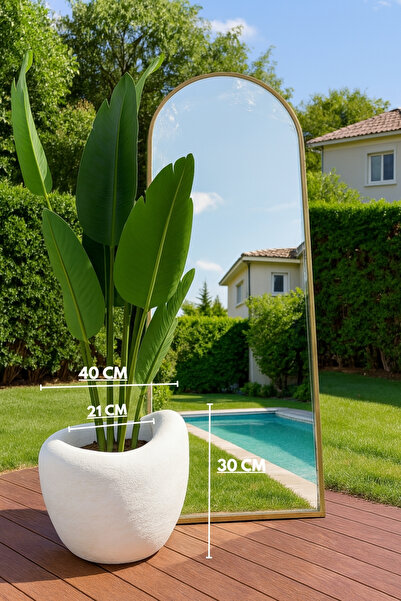 Lunalore 30x40 CM Beton Görünümlü Dokulu Dekoratif I Avize Saksı | Modern Tasarım Yapay & Canlı Bitki Uyum