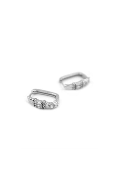 SepetBudur Rectangular Stone Earrings - Silver