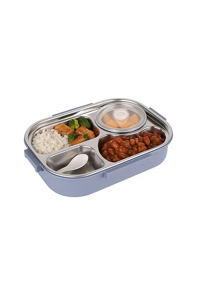 Relaxion Three Compartment, Stainless Steel, Lilac Food Storage and Transport Container/Box 1000 Ml. (465)