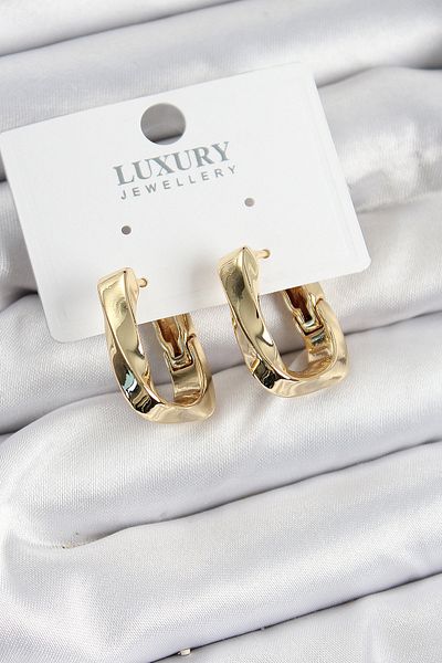 callerrons accessories Brass Curved Rectangular Model Gold Color Women's Earrings - Ebj250726W36737