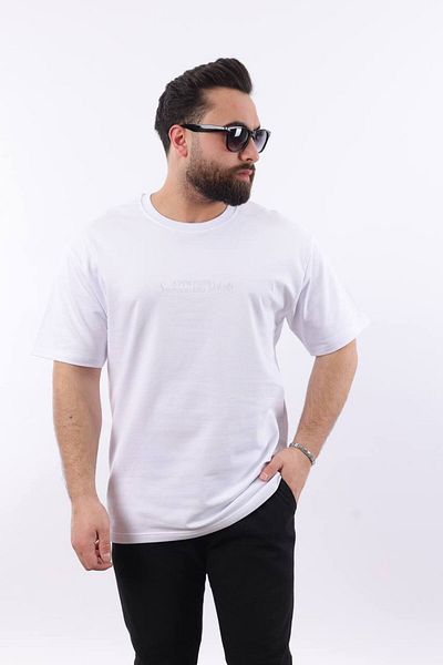 STOCX Men's Oversize Fashion T-Shirt – Written on the Front, Paisley Pattern on the Back