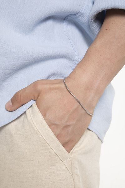 GUNESTAKI Men's New Season Silver Color Thin Snake Model Steel Bracelet
